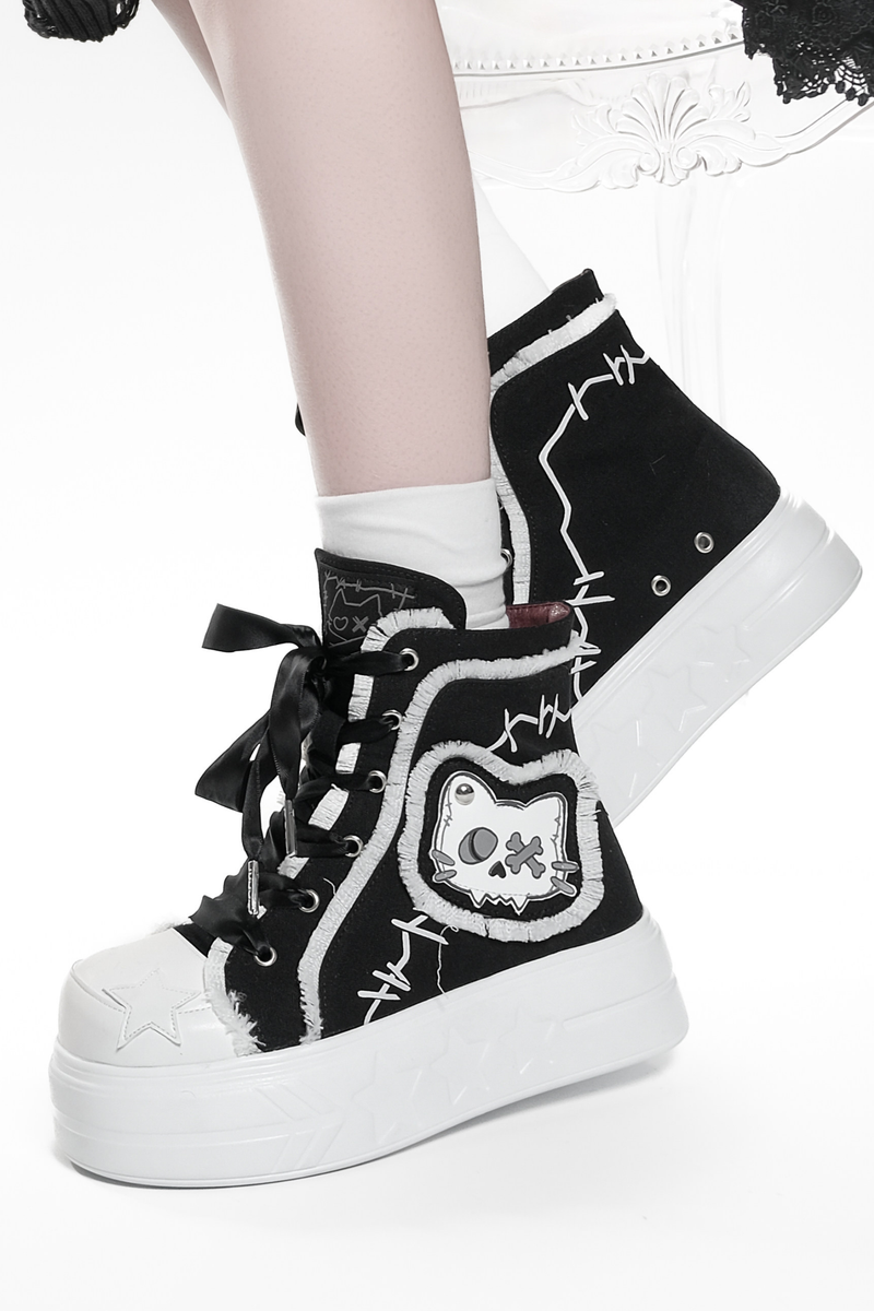 Dark Cat Canvas Sneakers