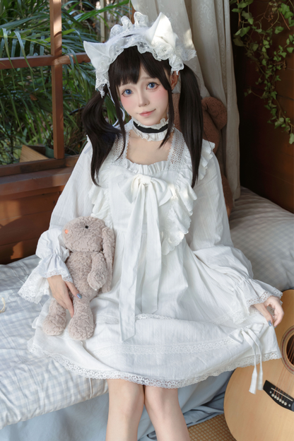 White Lace Princess Dress + Hairband