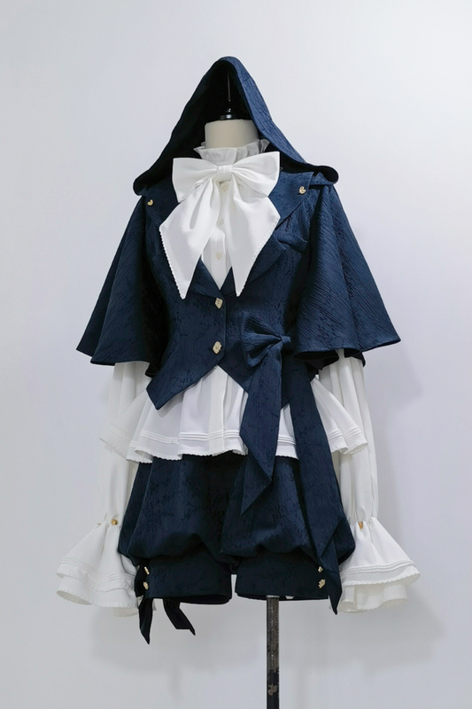 Sapphire Blue Bunny Ear Cape Jacket + Vest + Shorts