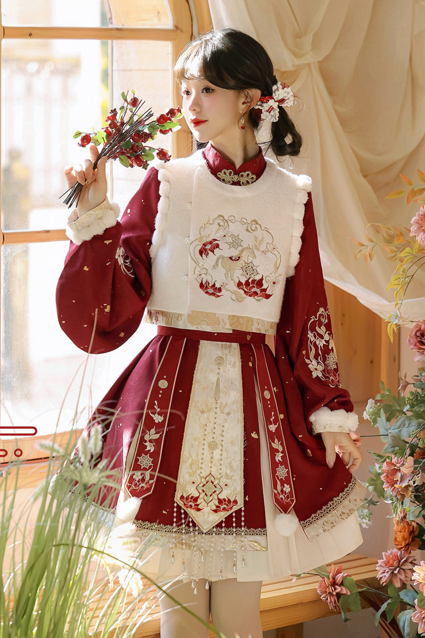 Chinese Lolita Red Dress Set