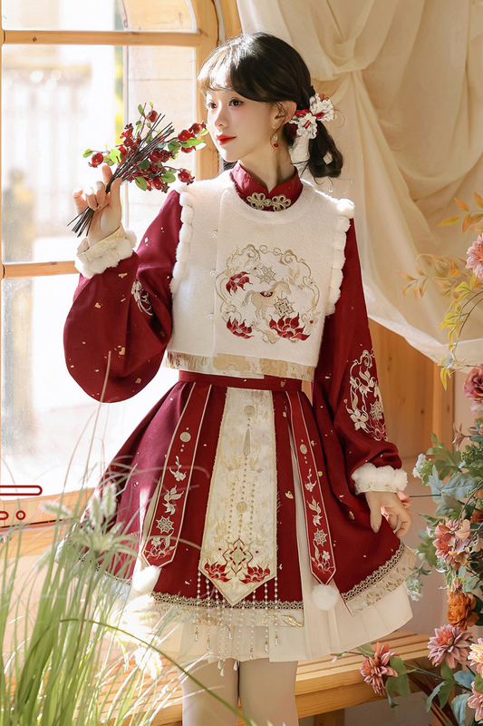 Chinese Lolita Red Dress Set