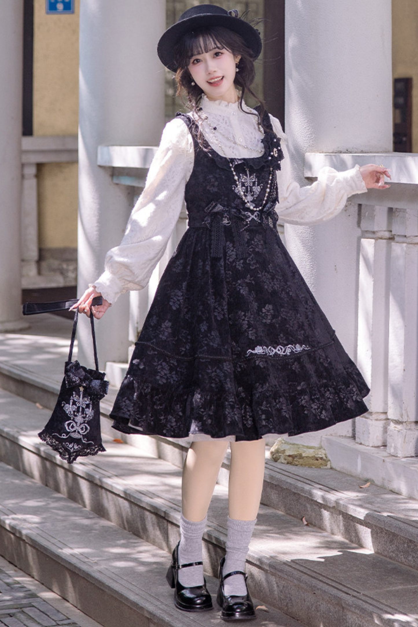 Candlelight Antique Lace Dress + Vest Dress + Bag + Brooch