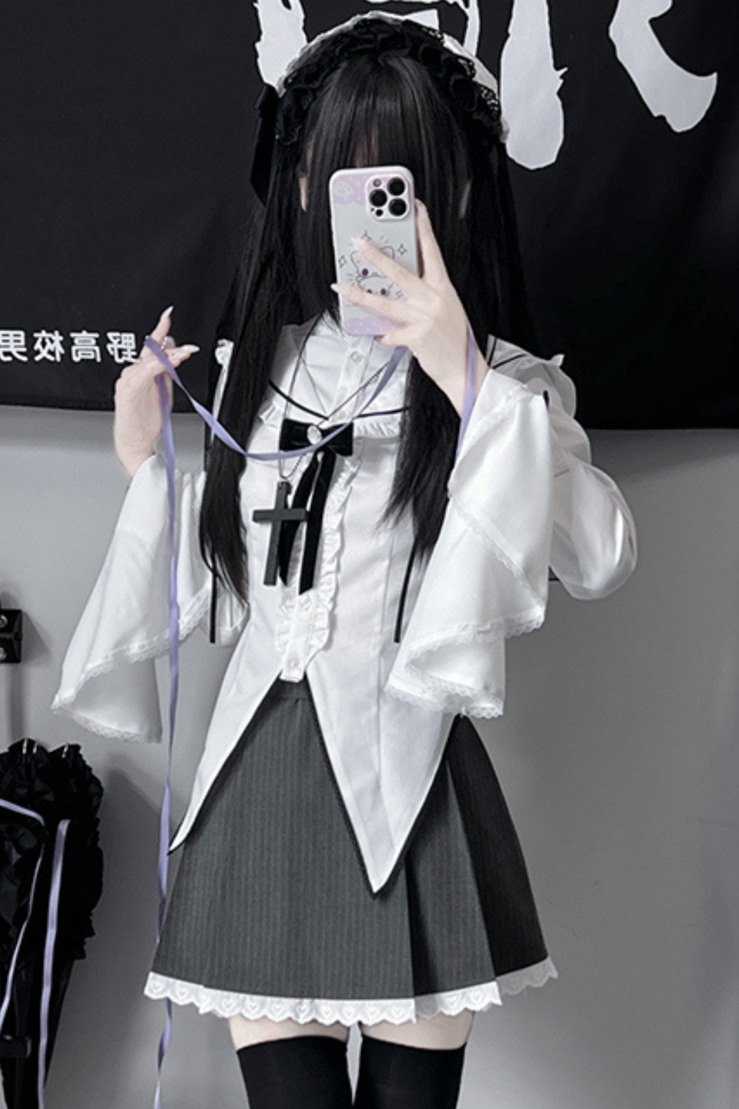 Gothic Style Sailor Shirt + Lace Skirt