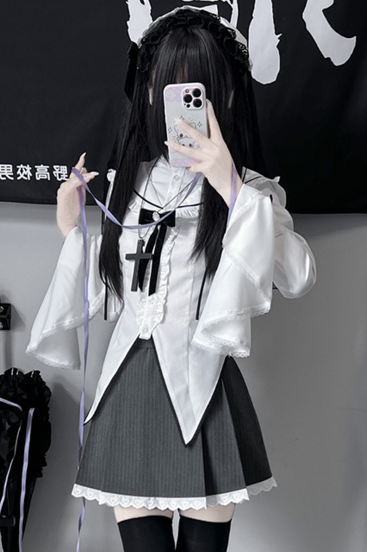 Gothic Style Sailor Shirt + Lace Skirt