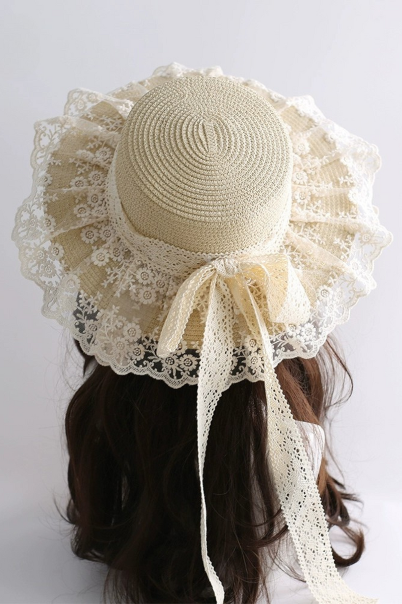 Retro Lace Cotton Ribbon Hat