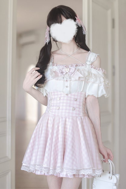 [pre-order] Mass Production Off-shoulder Top + High Waist Skirt