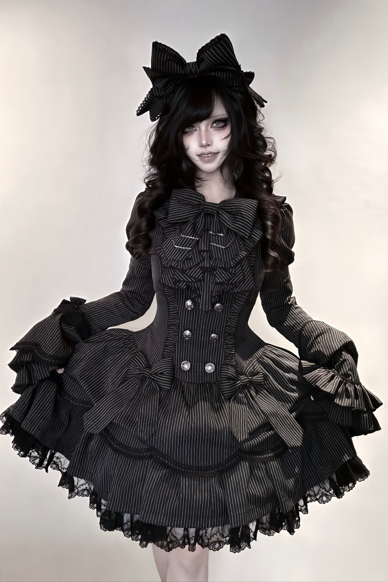 Dark Gothic Dress + Sleeves + Headband