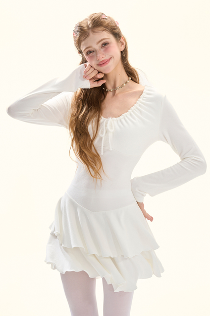 Shirred Drape Pure Dress