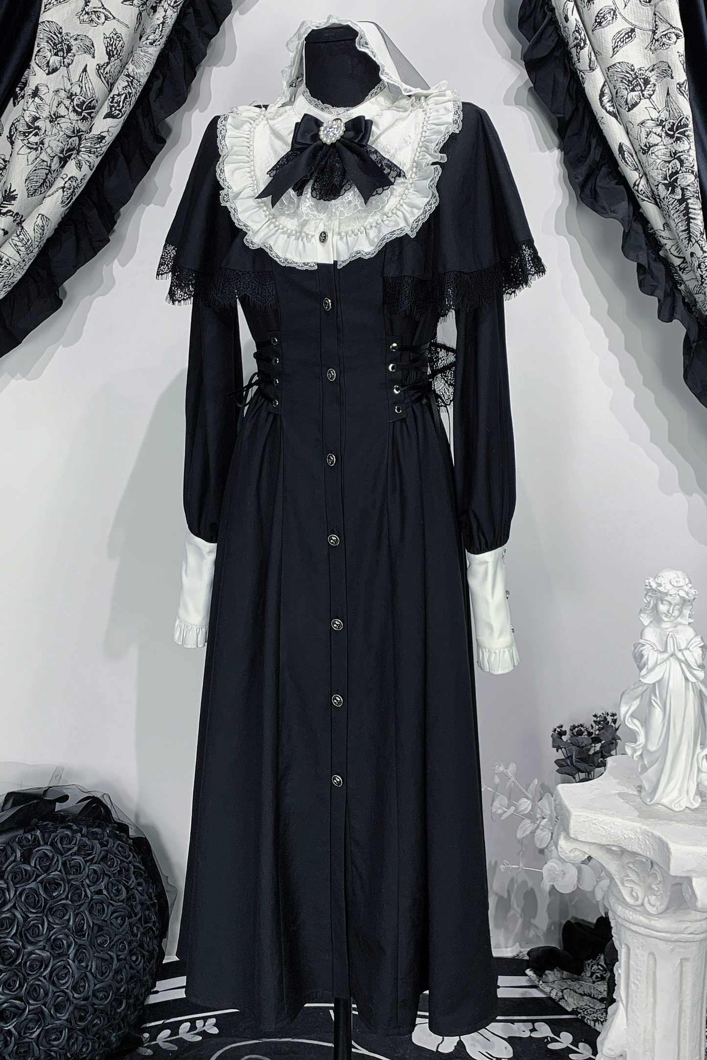 Gothic Layered Lace Long Dress