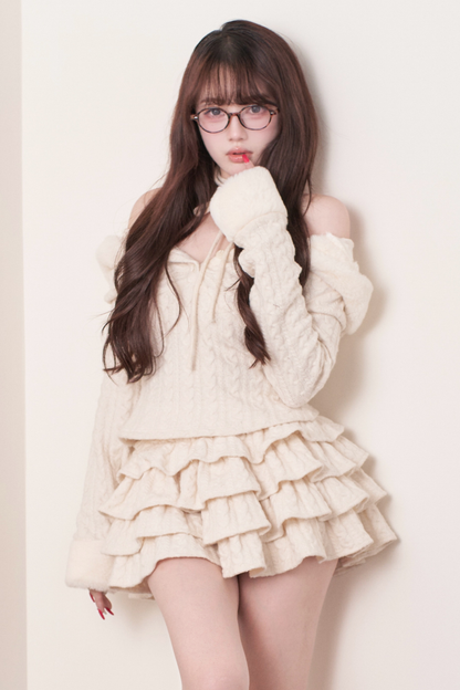 Cable Knit Top + Tiered Skirt