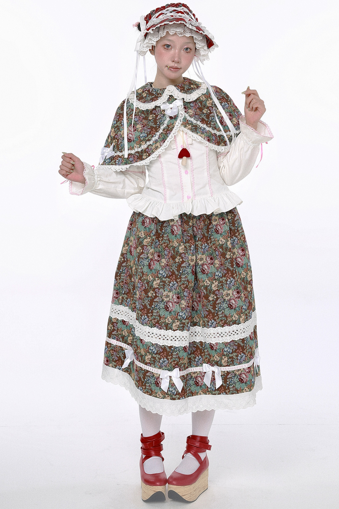 Retro Shawl + Ribbon Flare Skirt