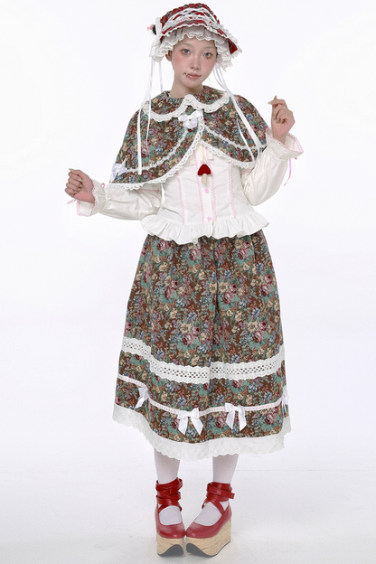 Retro Shawl + Ribbon Flare Skirt