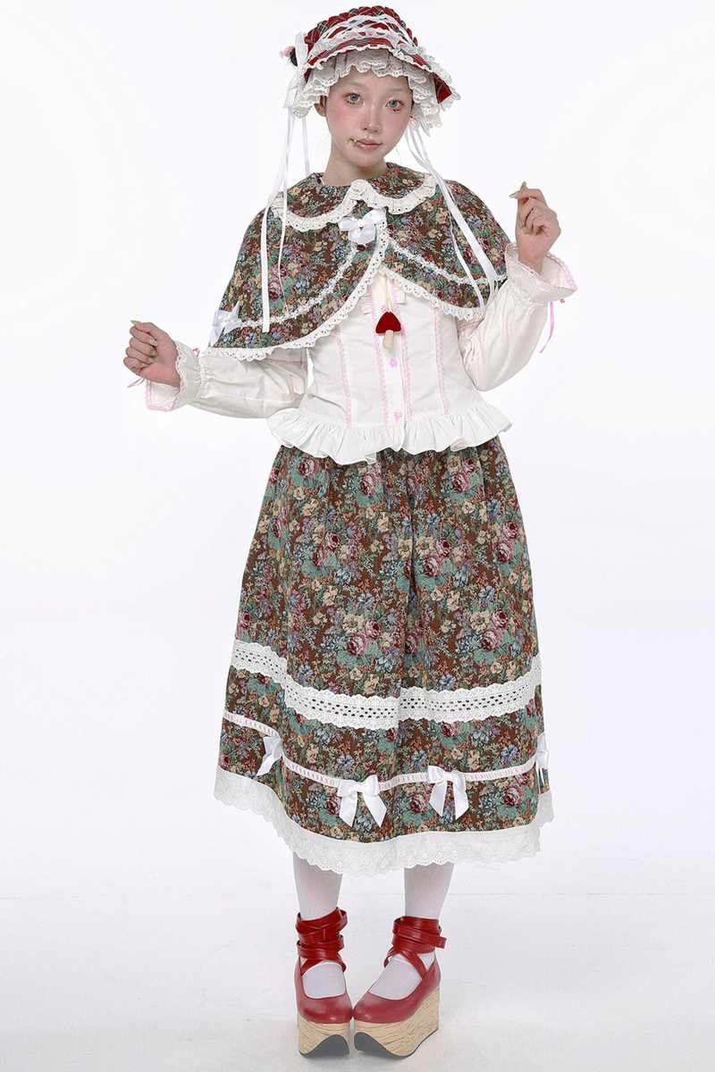 Retro Shawl + Ribbon Flare Skirt