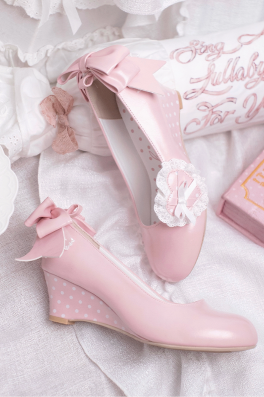 Retro Polka Dot Heart Lolita Sweet Shoes