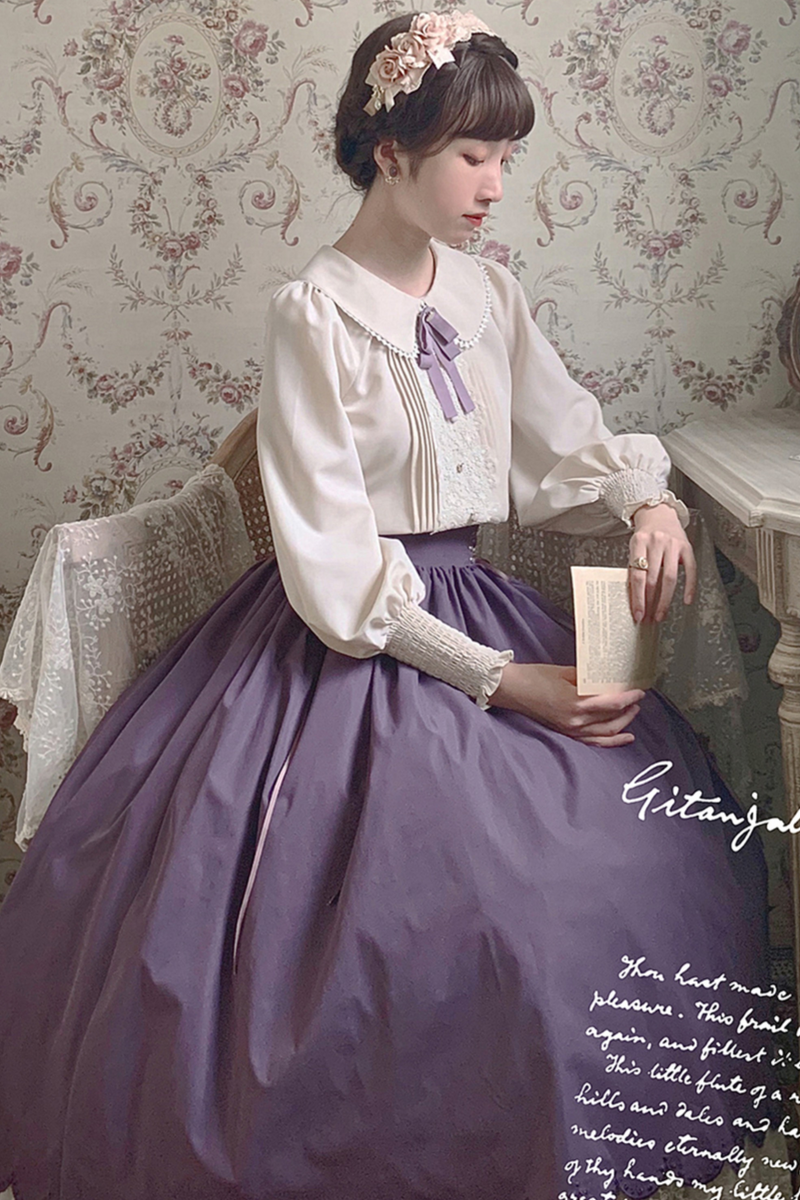 [pre-order] Retro Sweet College Shirt + High Waist Flare Skirt