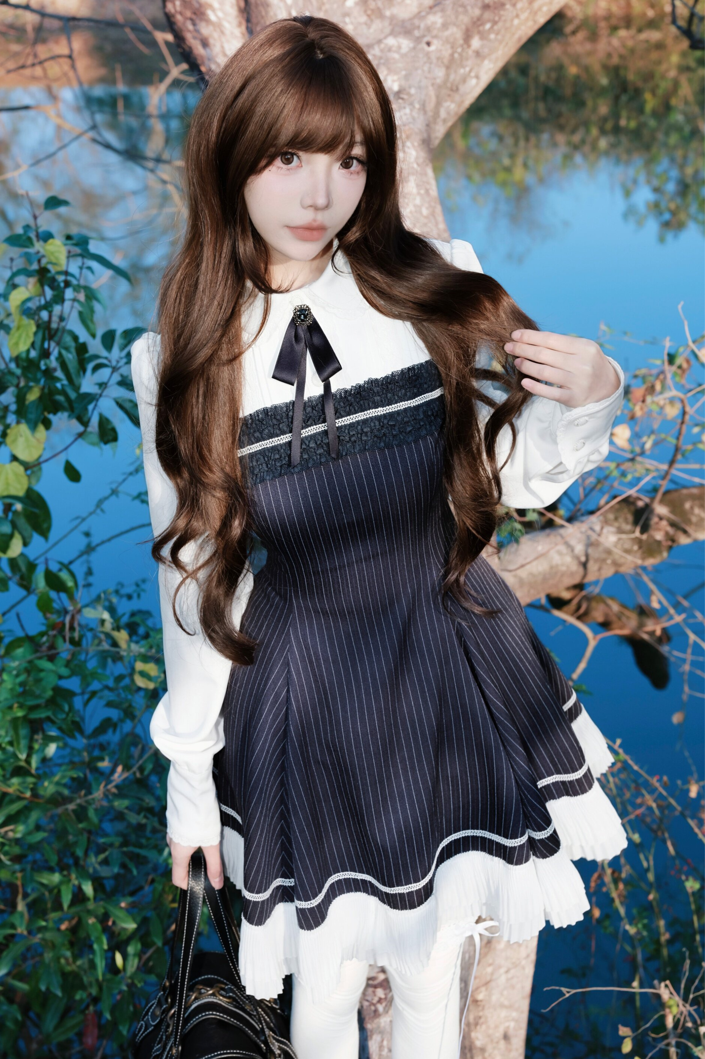 Retro Girly Striped a Line Dress