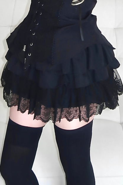 Dark Night Rose Lace Off Shoulder Top + Skirt