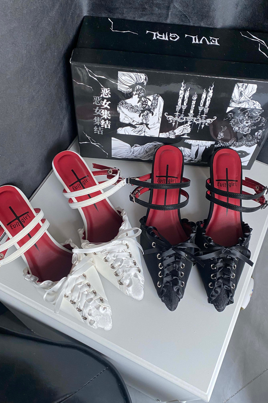 Gothic Lace-up Heeled Shoes