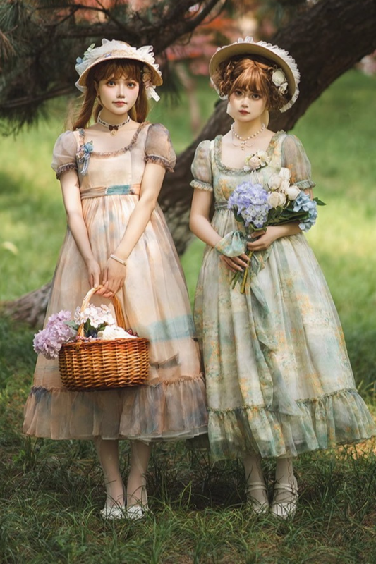 Marble Art High Waist Mark Lolita Dress