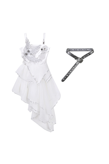 Silver Cyberpunk Lolita Dress + Sleeves + Belt