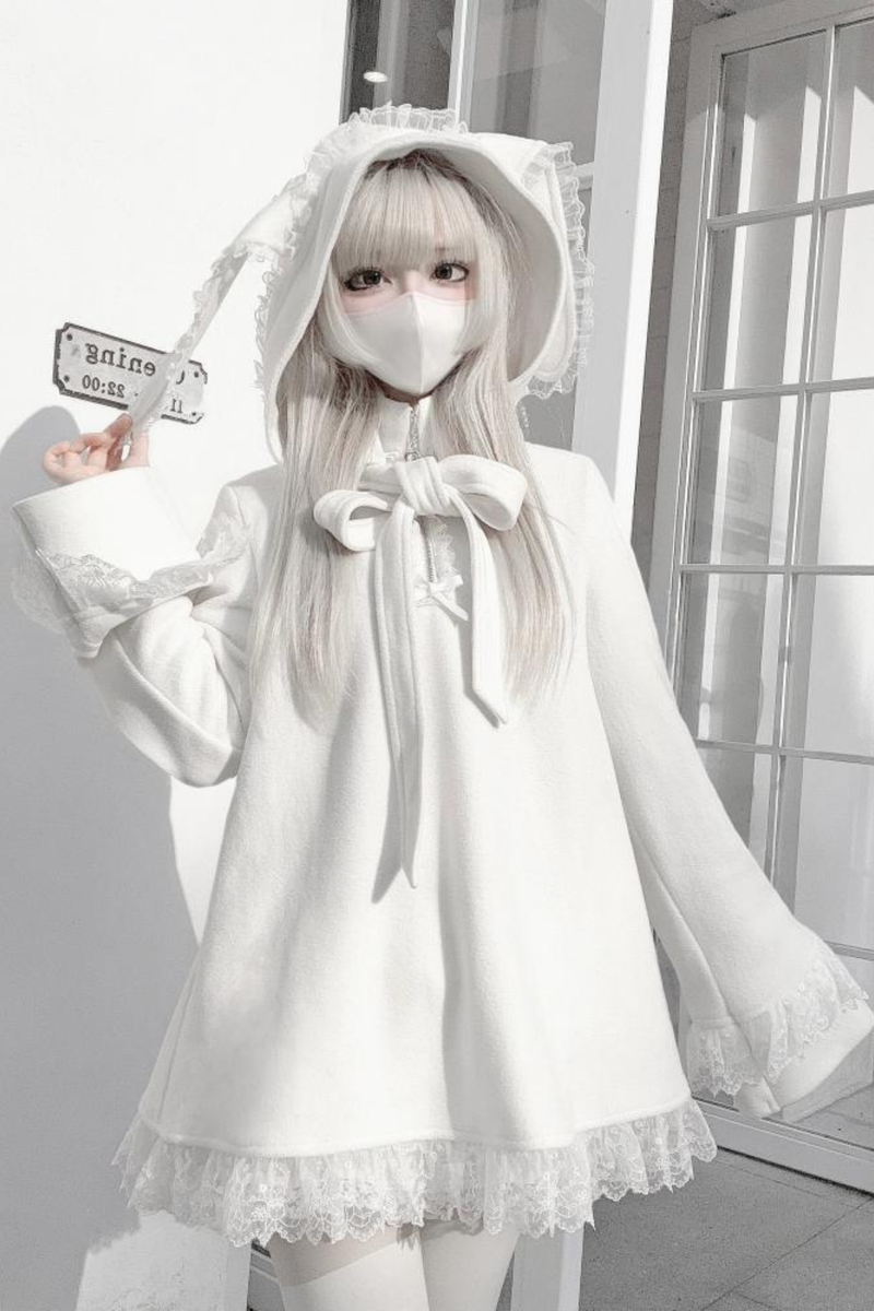Flared Lace Top + Bunny Ear Hat