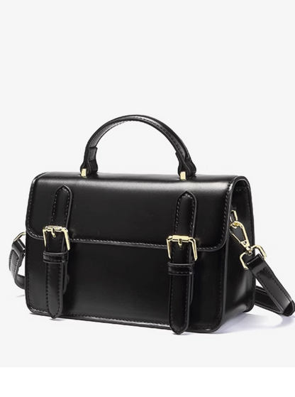 Leather Look Satchel Bag With Strap