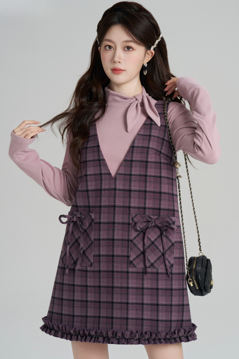 Purple Plaid Ruffle Dress + Top