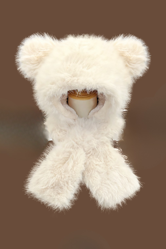 Fur Bear Scarf Hat