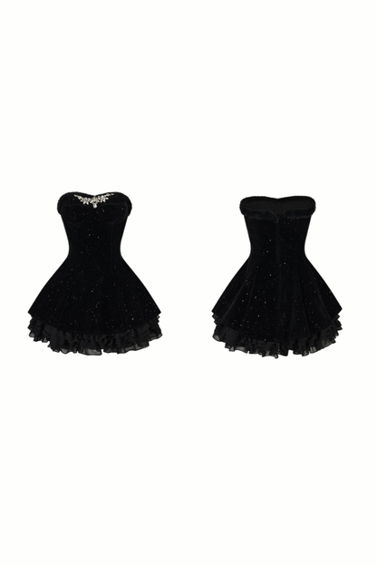 French Off-the-shoulder Dress + Shawl + Sleeves