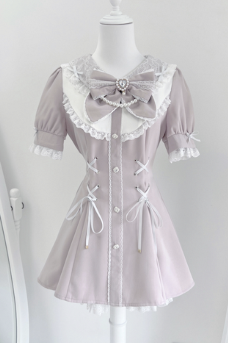 Ribbon Puff Sleeve Top + Inner Pants