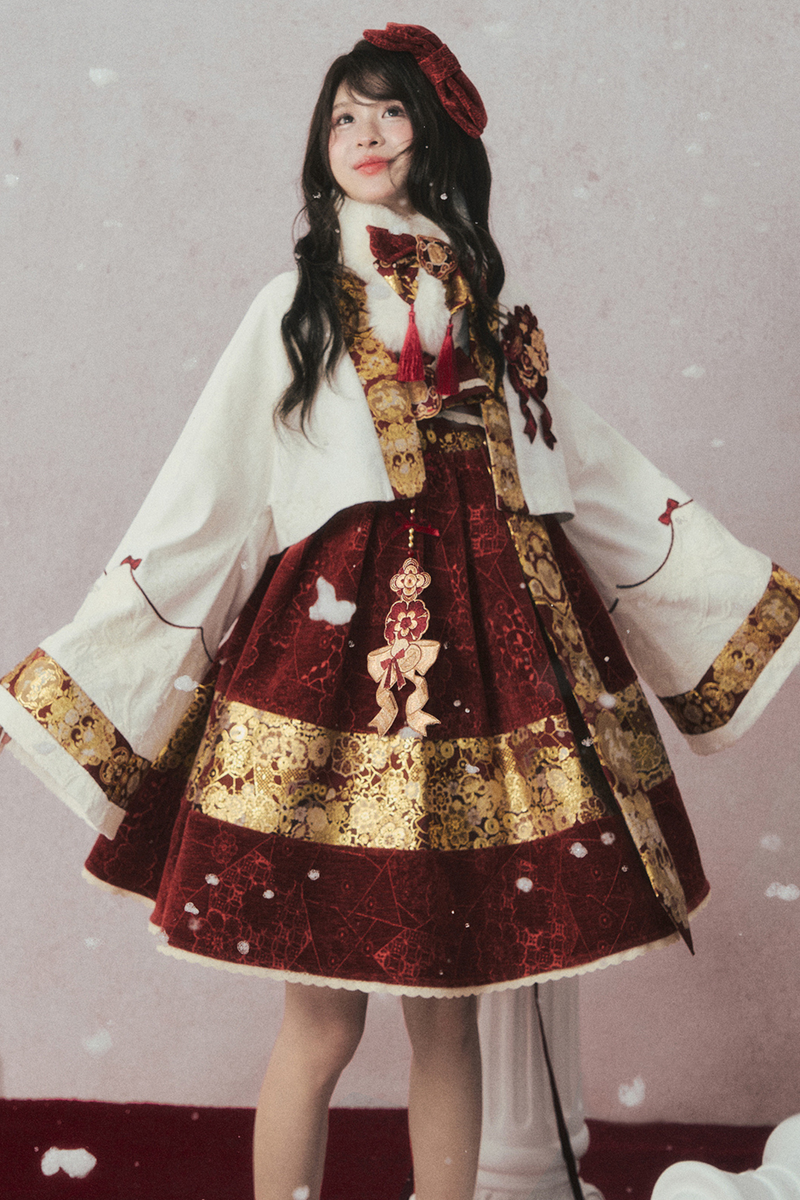 Velvet Dark Red Dress + Top + Jacket + Accessories