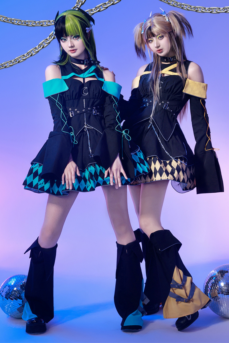 Magical Girl Combat Virtual Top + Flare Skirt + Leg Warmers