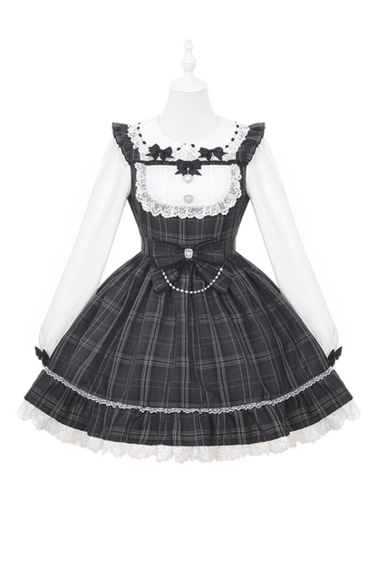 Dark Sweet Plaid Dress + Headband