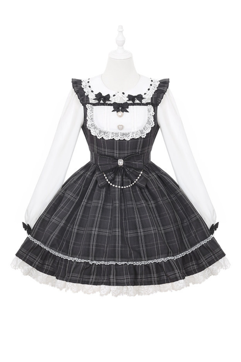 Dark Sweet Plaid Dress + Headband