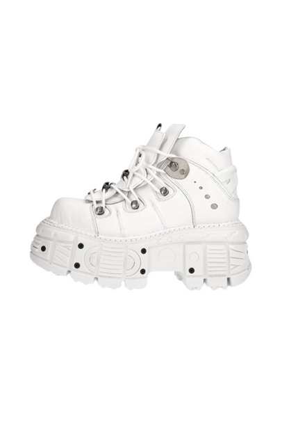 Pure White Accent Design Platform Shoes