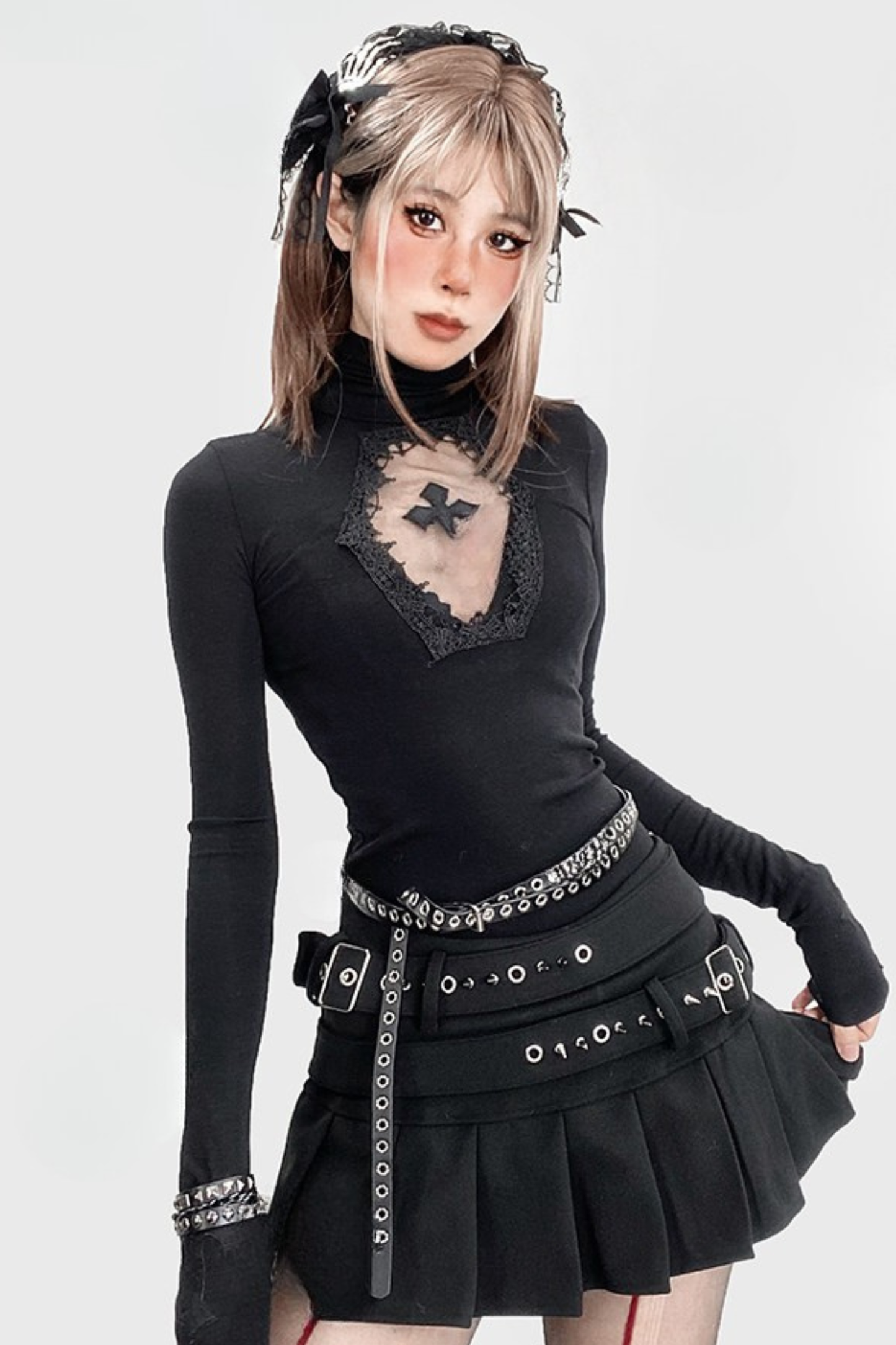 Gothic Cross High Neck Top