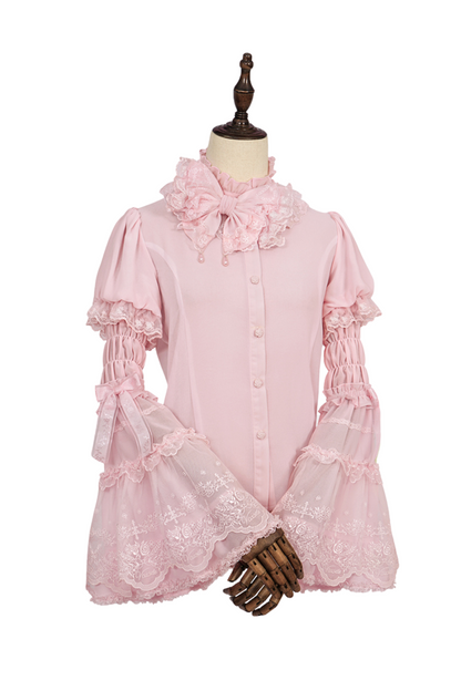 Flower Banquet Princess Sleeve Shirt + Ruffle Lolita Dress