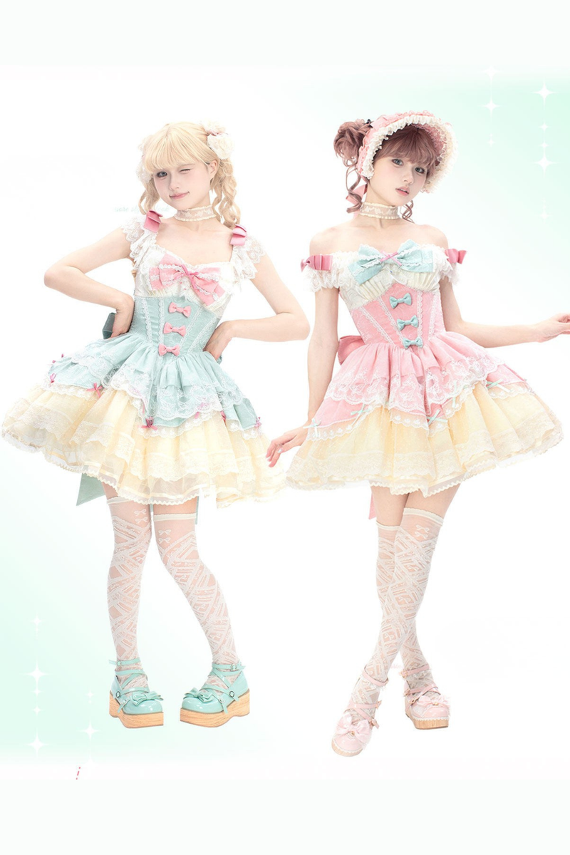 Sweet Mint Pink Lace Lolita Dress