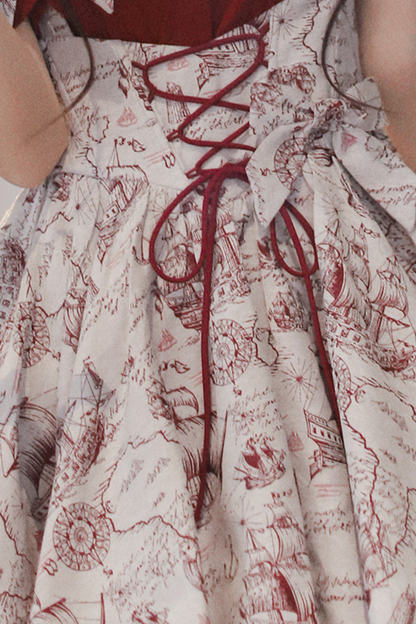 [pre-order] Wine Red Puff Sleeve Shirt + Balloon Jumper Skirt