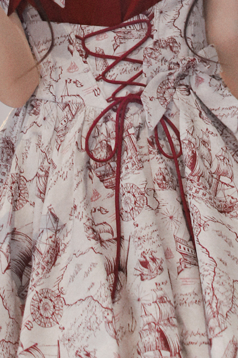 [pre-order] Wine Red Puff Sleeve Shirt + Balloon Jumper Skirt