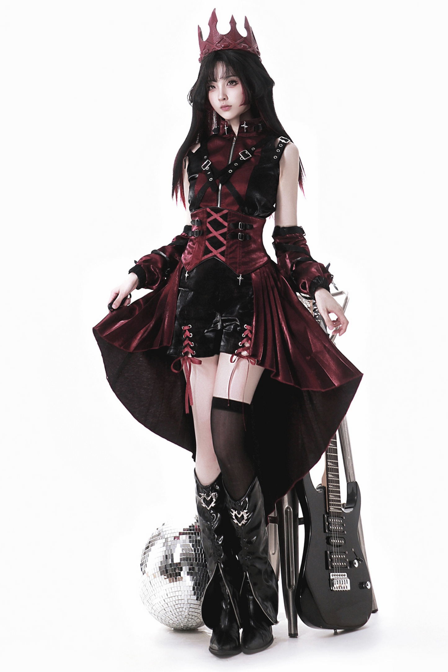 [pre-order] Dark Cyber Suspender Skirt + Shorts + Sleeveless Top + Sleeves