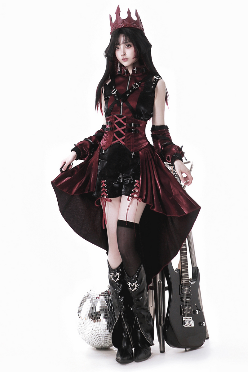 [pre-order] Dark Cyber Suspender Skirt + Shorts + Sleeveless Top + Sleeves
