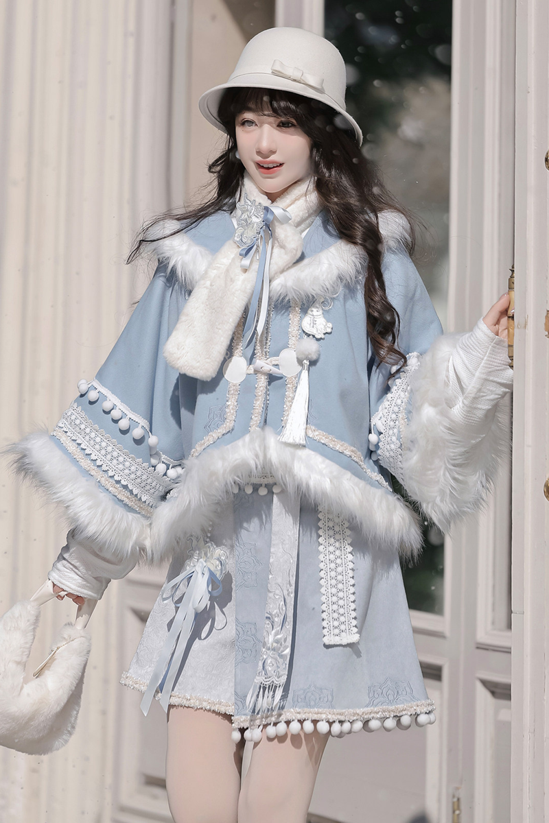 China Snow Lolita Jacket + Top + Skirt + Scarf