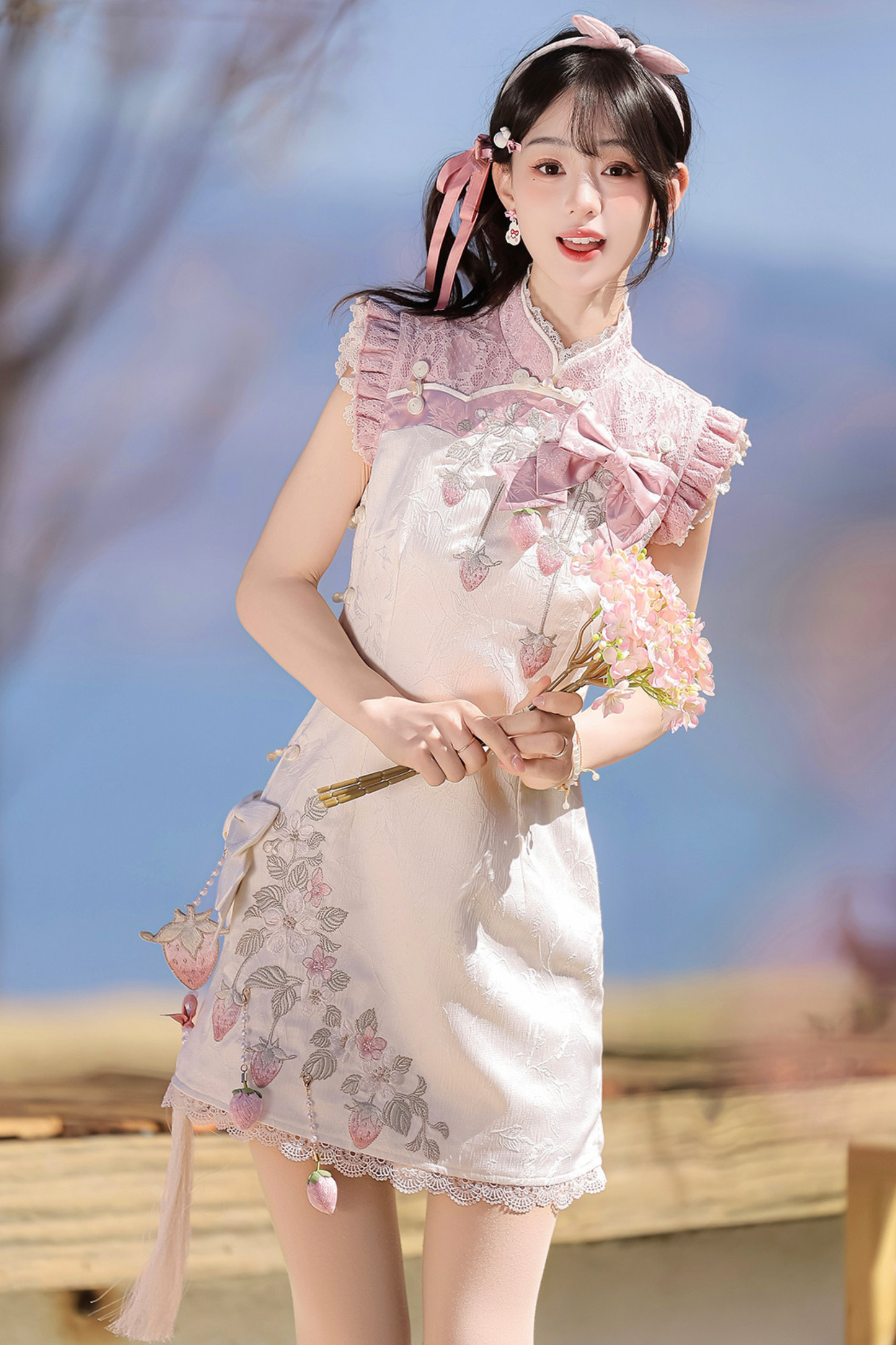 Strawberry Sweet Chinese-style Sleeveless Dress