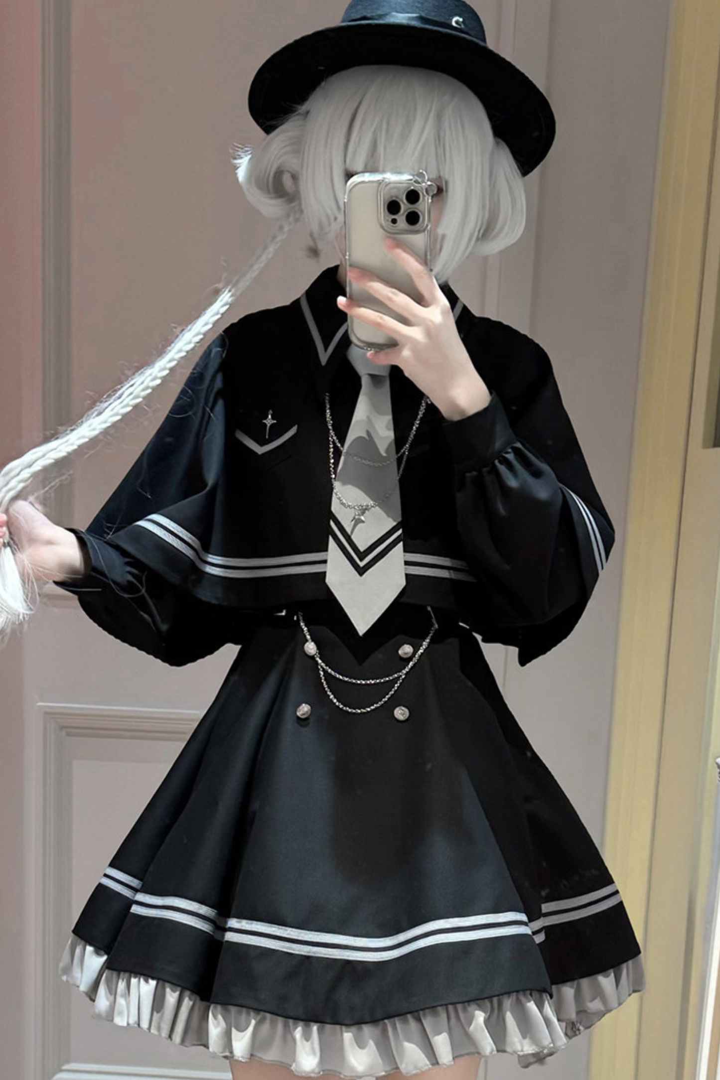 Star Sailor Flare Dress + Leg Warmers + Cape + Necktie