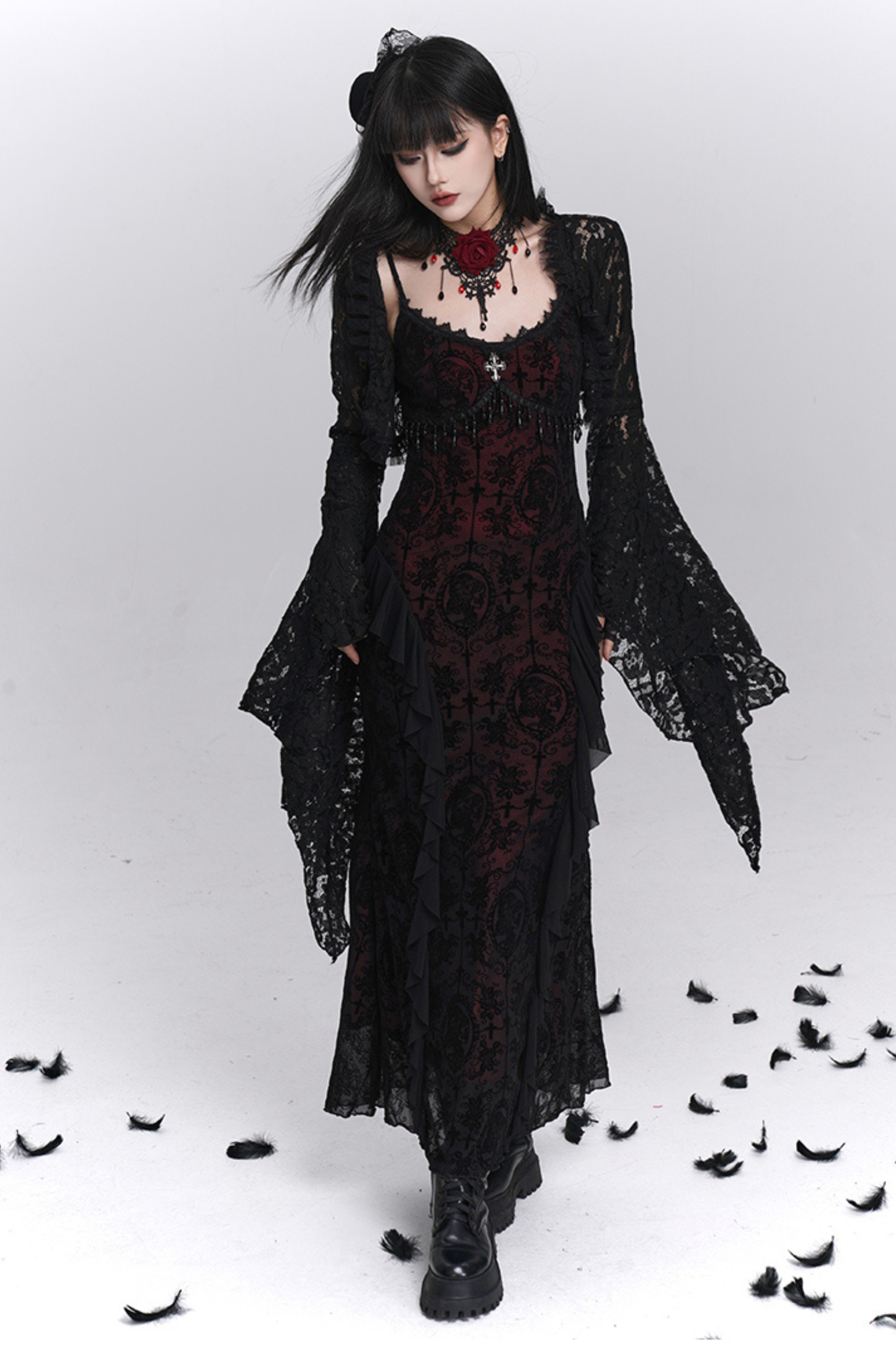 Gothic Camisole Dress + Sheer Top