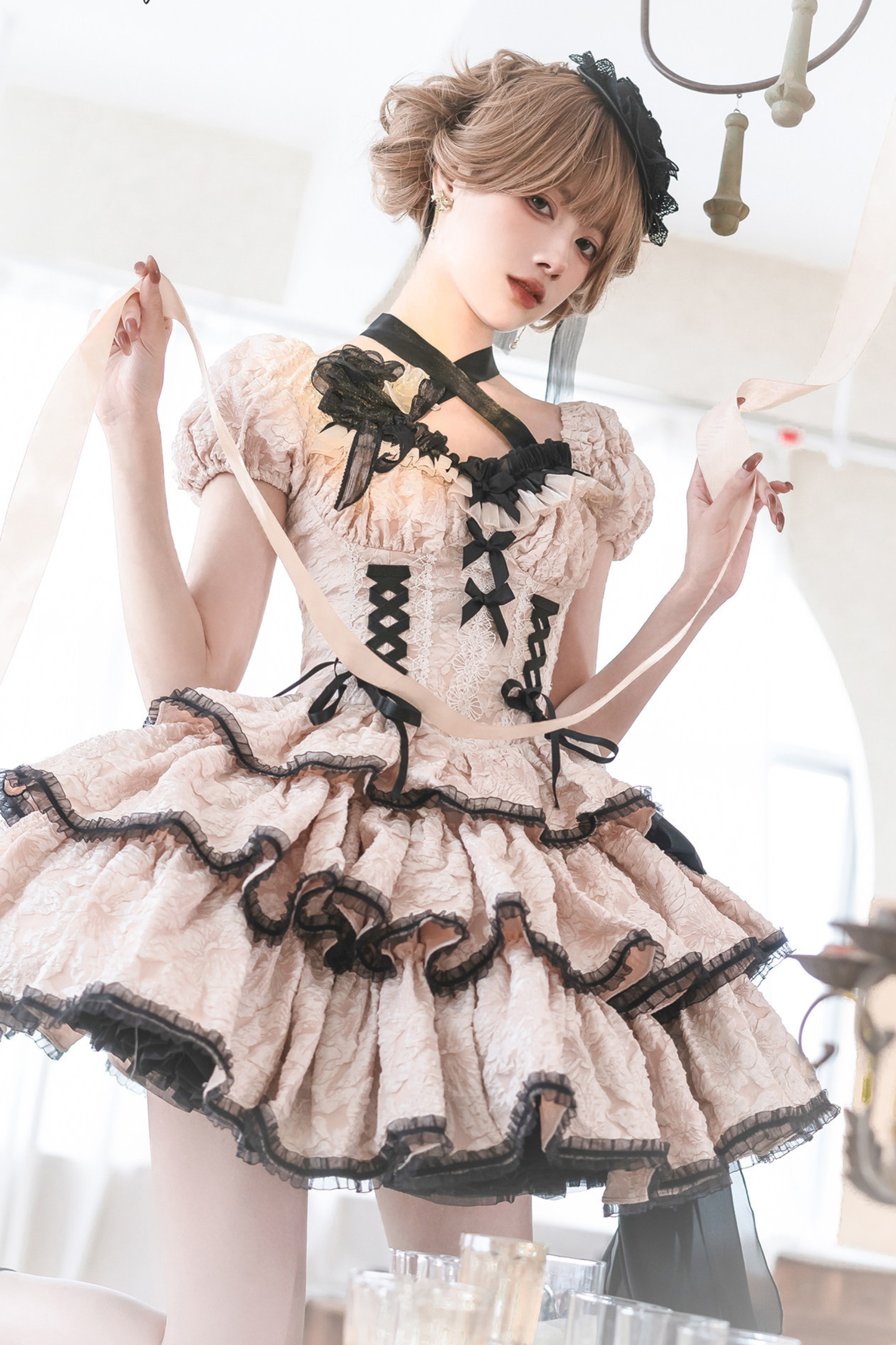 Sweet Dark Lace Up Lolita Dress