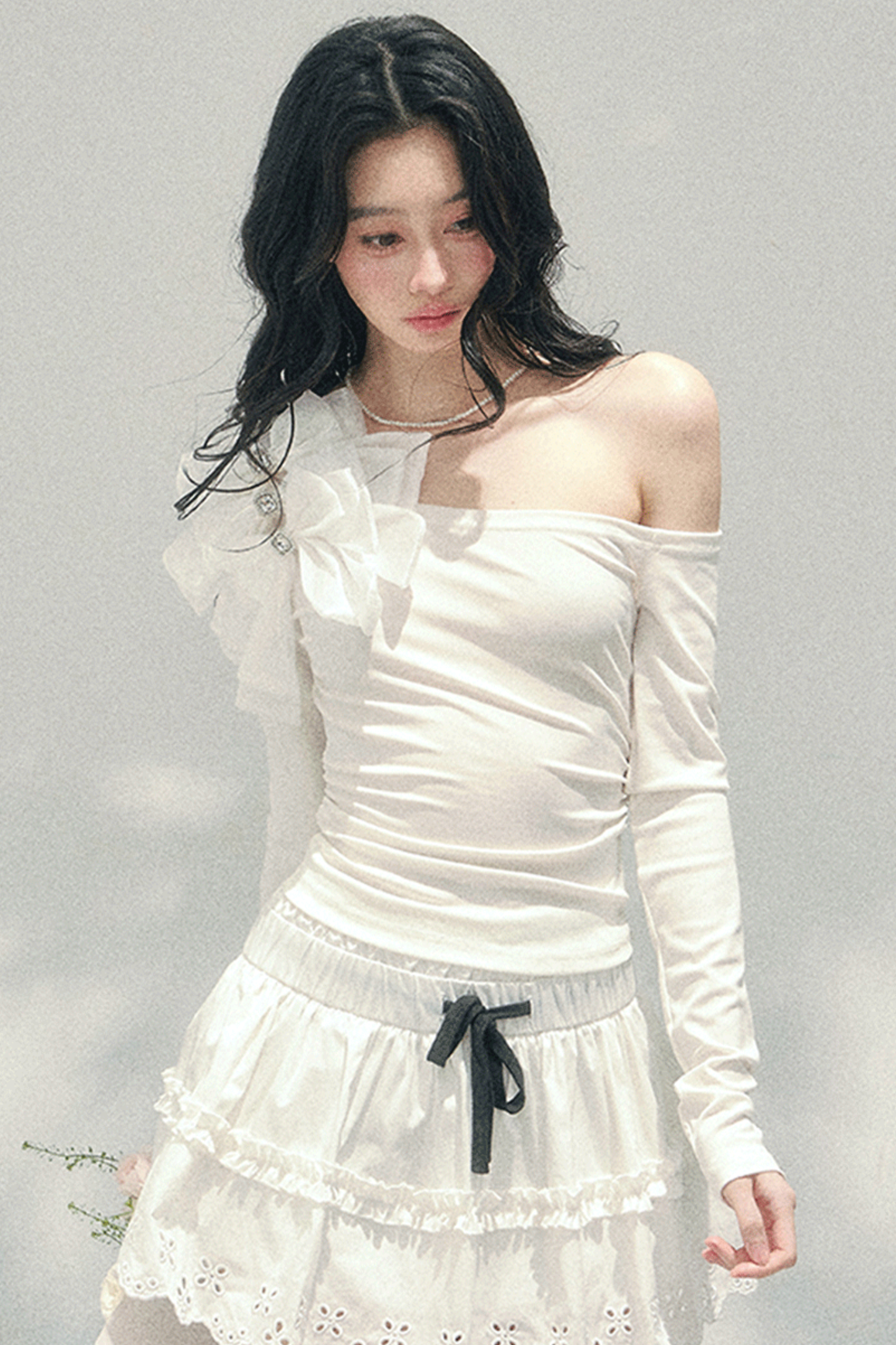 Sweet Pure Mist Off Shoulder Top