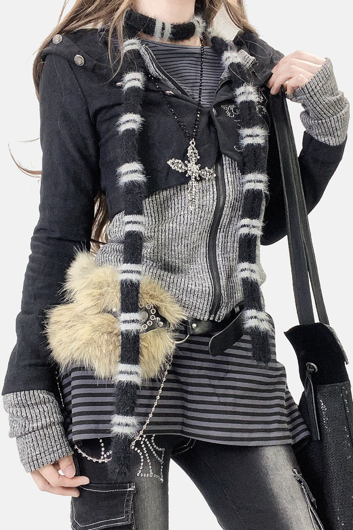 Subculture Patchwork Hooded Jacket