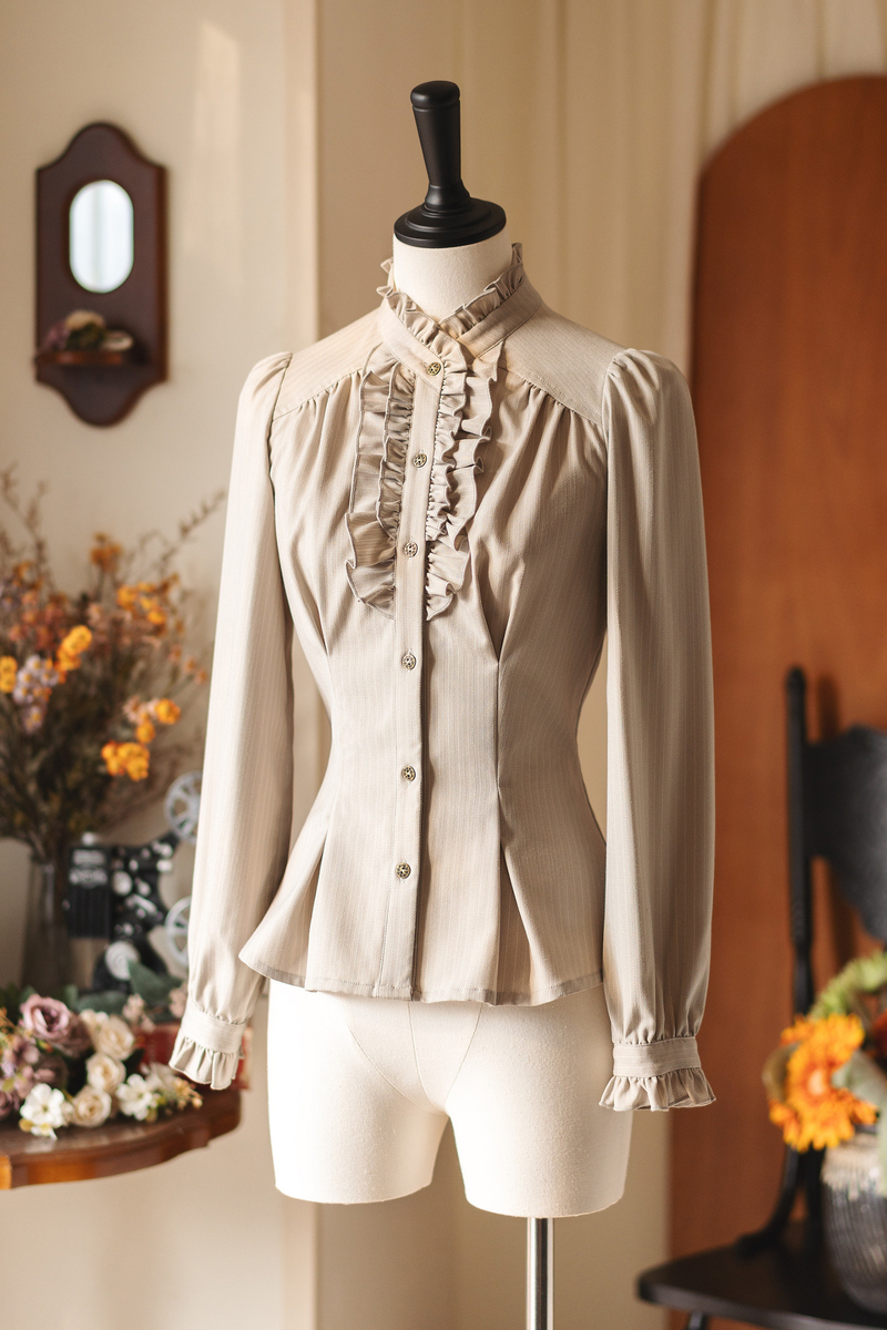 Striped Waist Tightening Blouse
